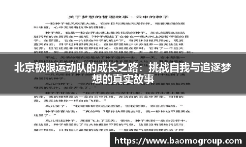 北京极限运动队的成长之路：挑战自我与追逐梦想的真实故事